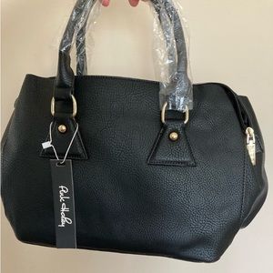NWT Pink Haley Black Leather Shoulder Bag Purse